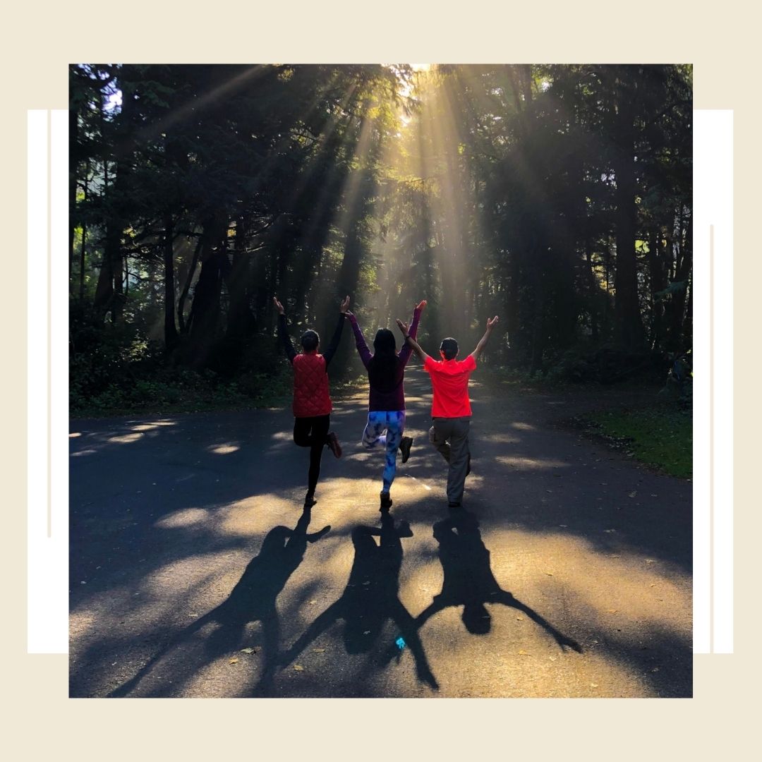 tree pose towards sunlight