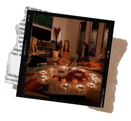 Bali yoga retreat moon circle candlelight yin yang